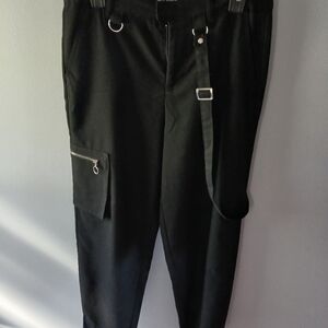 Hot Topic Black Cargo Pants with Strap Detail